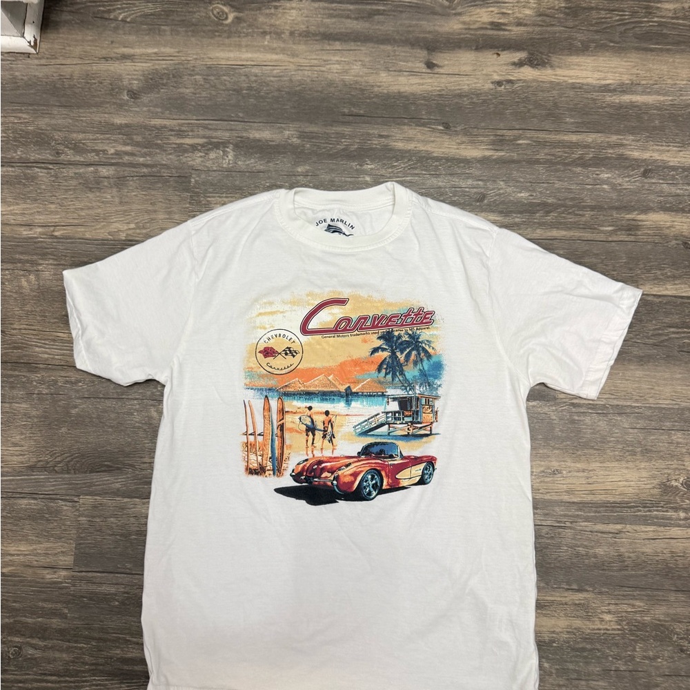 Joe Marlin White Corvette Graphic Men's T-Shirt Small